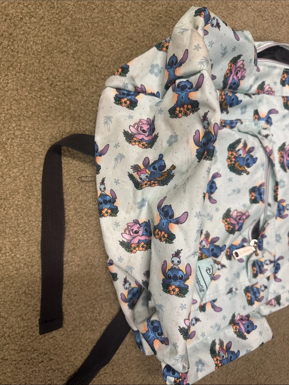 Loungefly White and Light Blue Stitch Pattern Kids Backpack